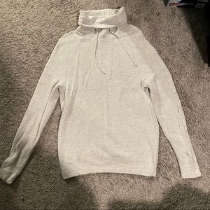 Express Waffle Knit Funnel Neck Long Sleeve Sweatshirt